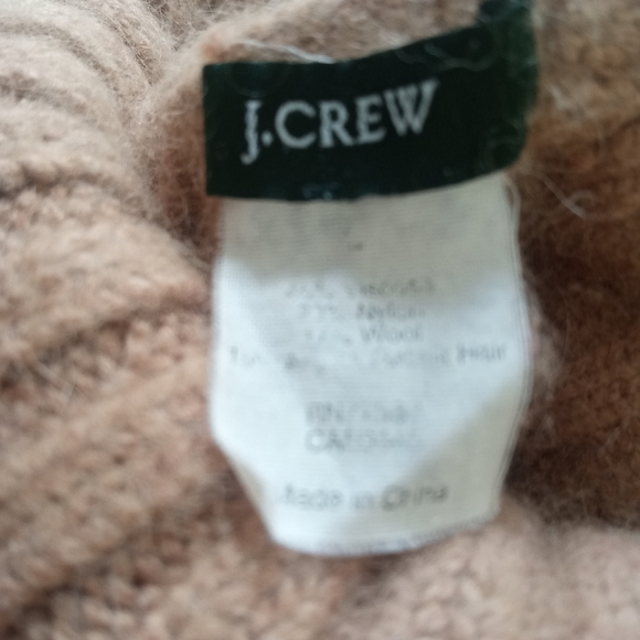 J CREW Wool Blend Cable Knit Turtleneck Sweater In Tan | L - Picture 6 of 6